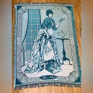 Avon Vintage throw/wall art.Beautiful teal and cream “ Mrs.Albee “ art